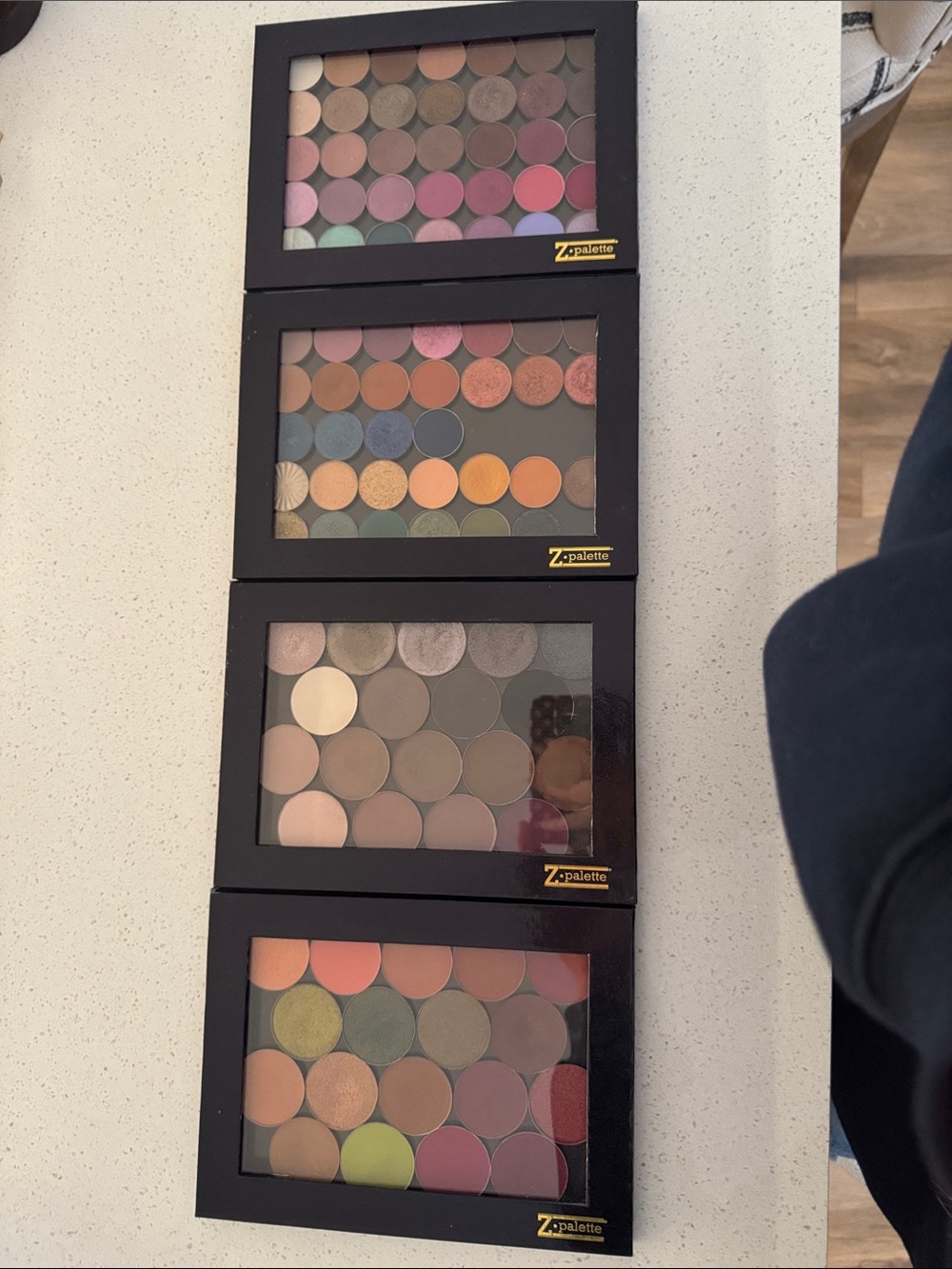 Four Large Z Palettes with Eyeshadow Singles